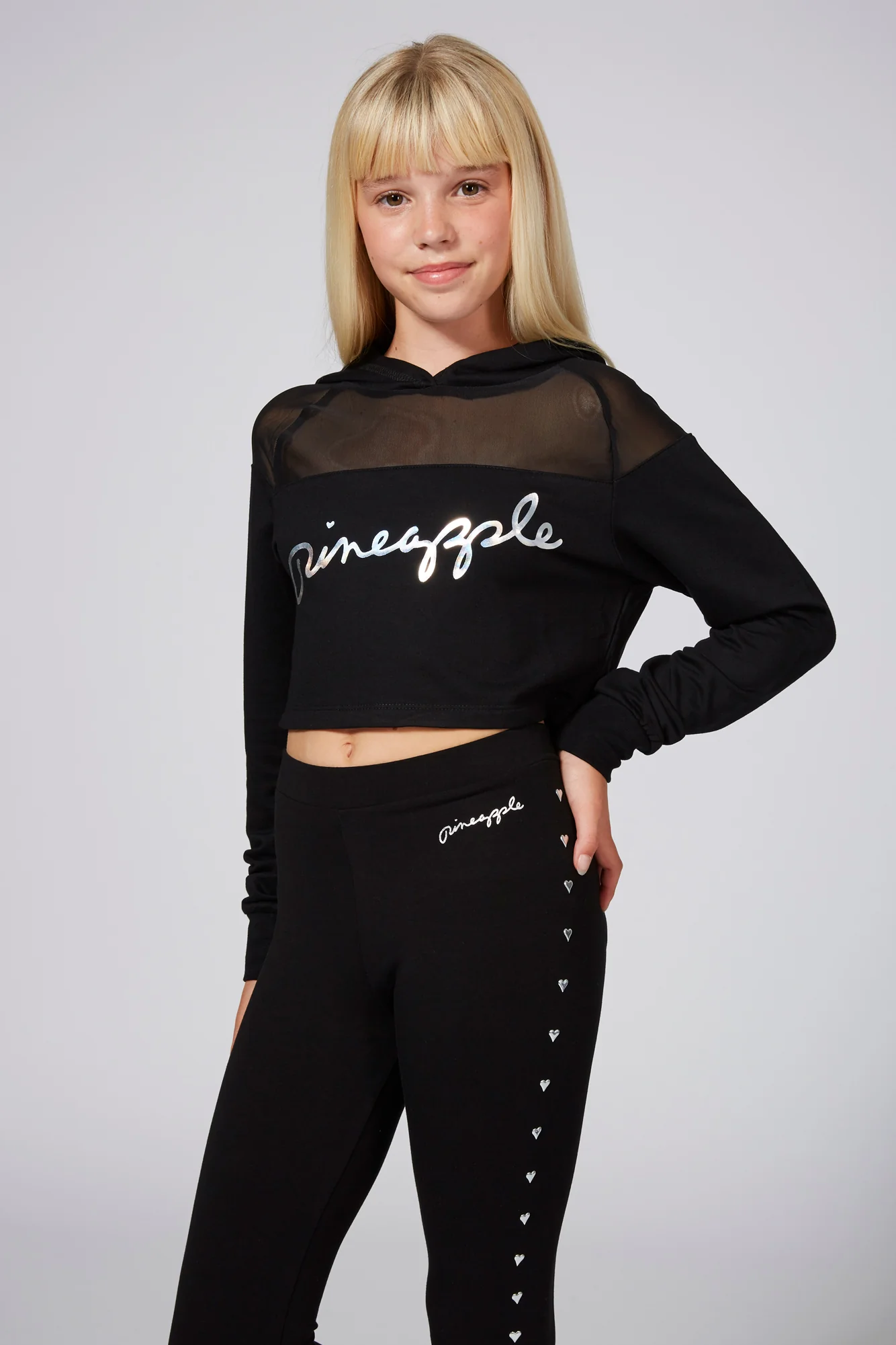 Mesh Panel Crop Hoodie - Image 3