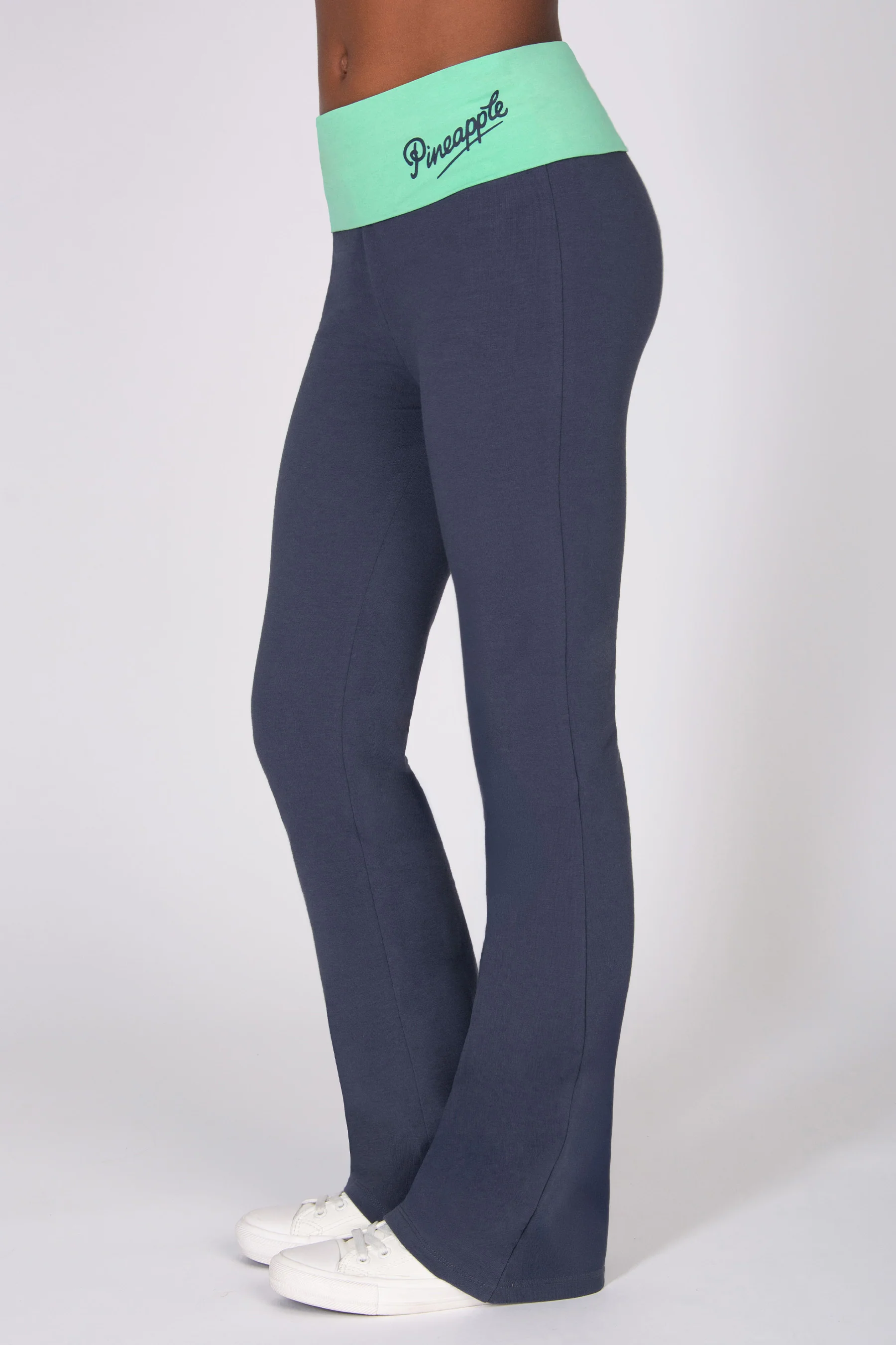 Foldover Waistband Jersey Flare Trousers