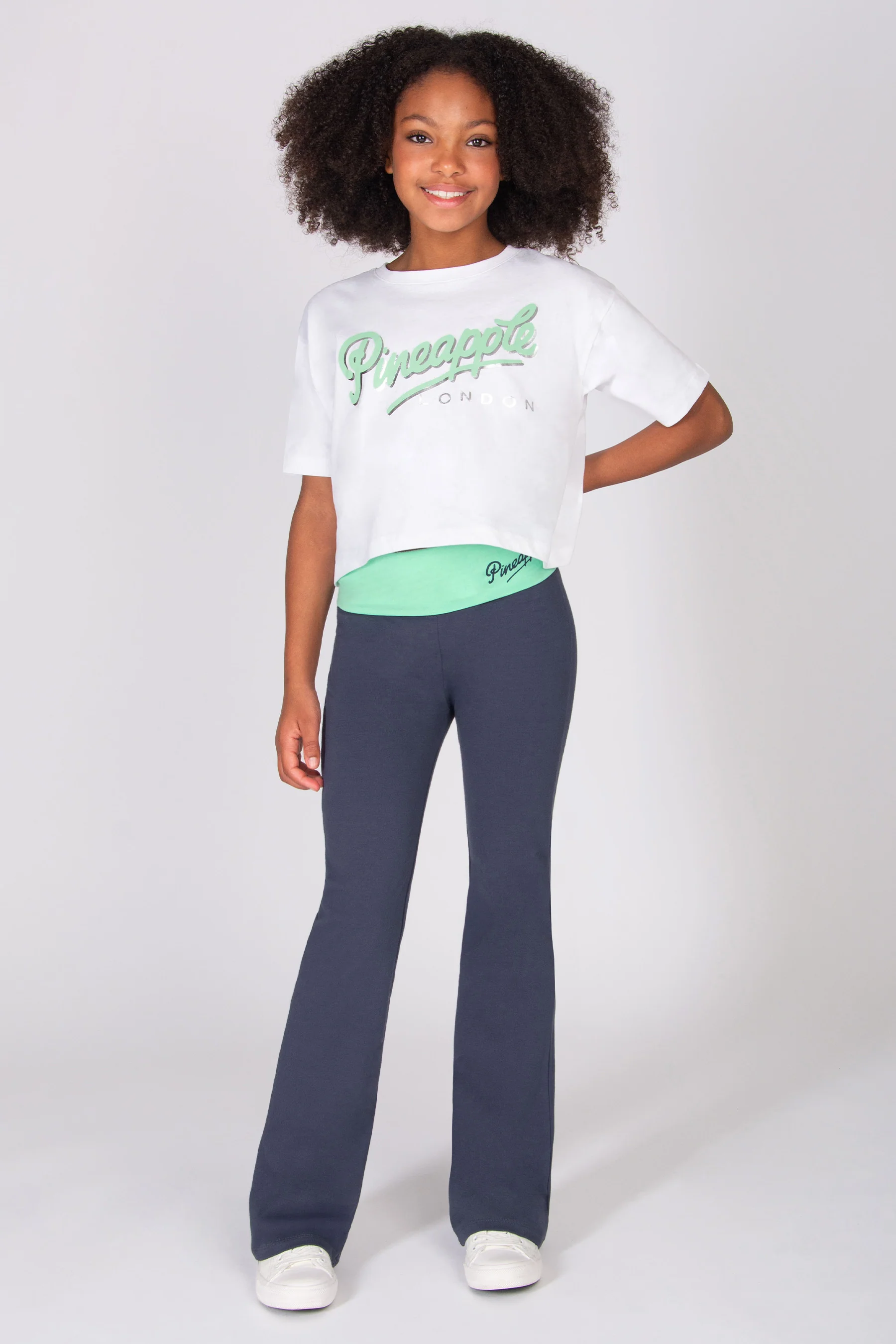 Foldover Waistband Jersey Flare Trousers - Image 3