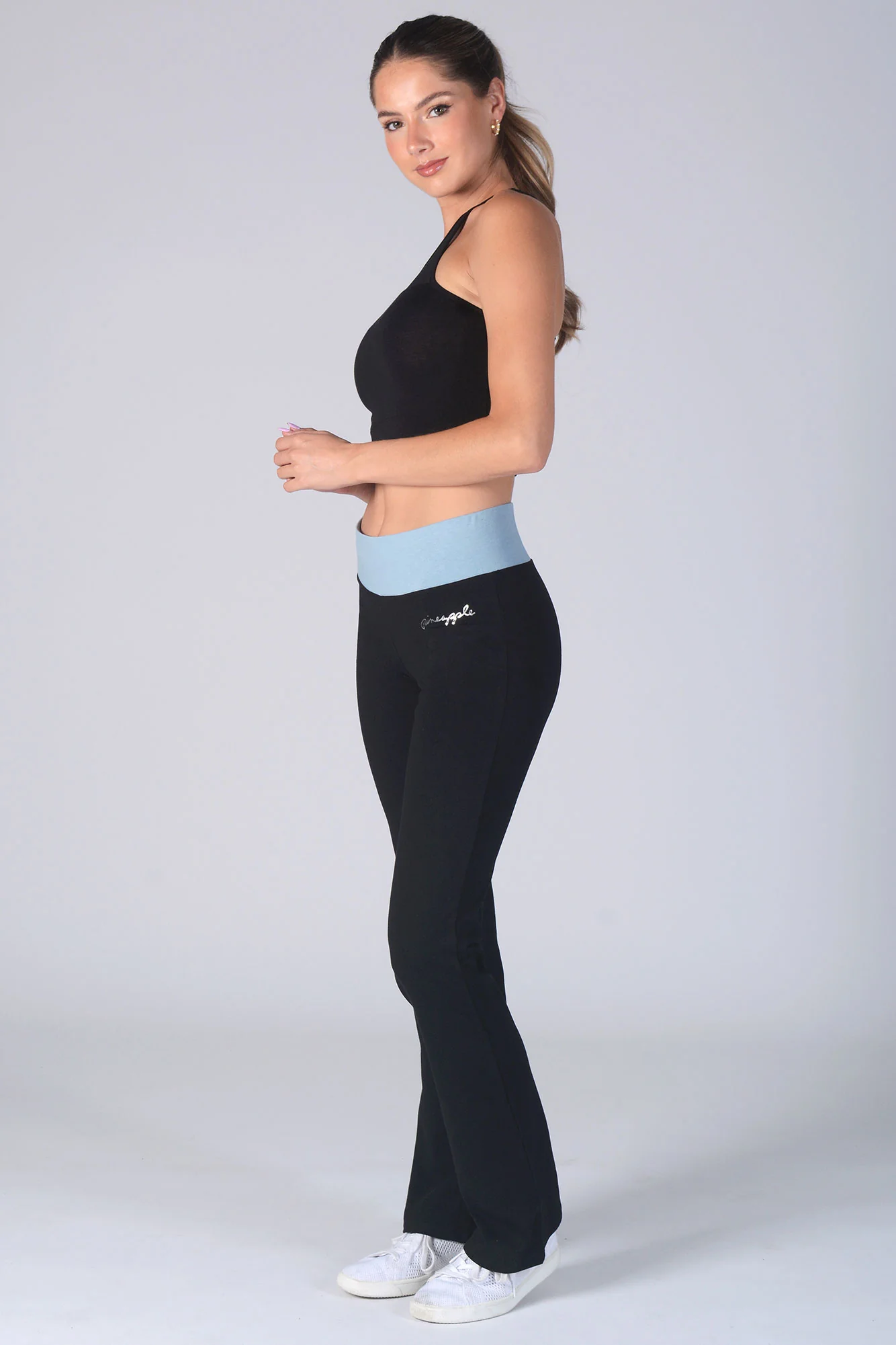 Contrast Band Bootcut Jersey Trousers - Image 3