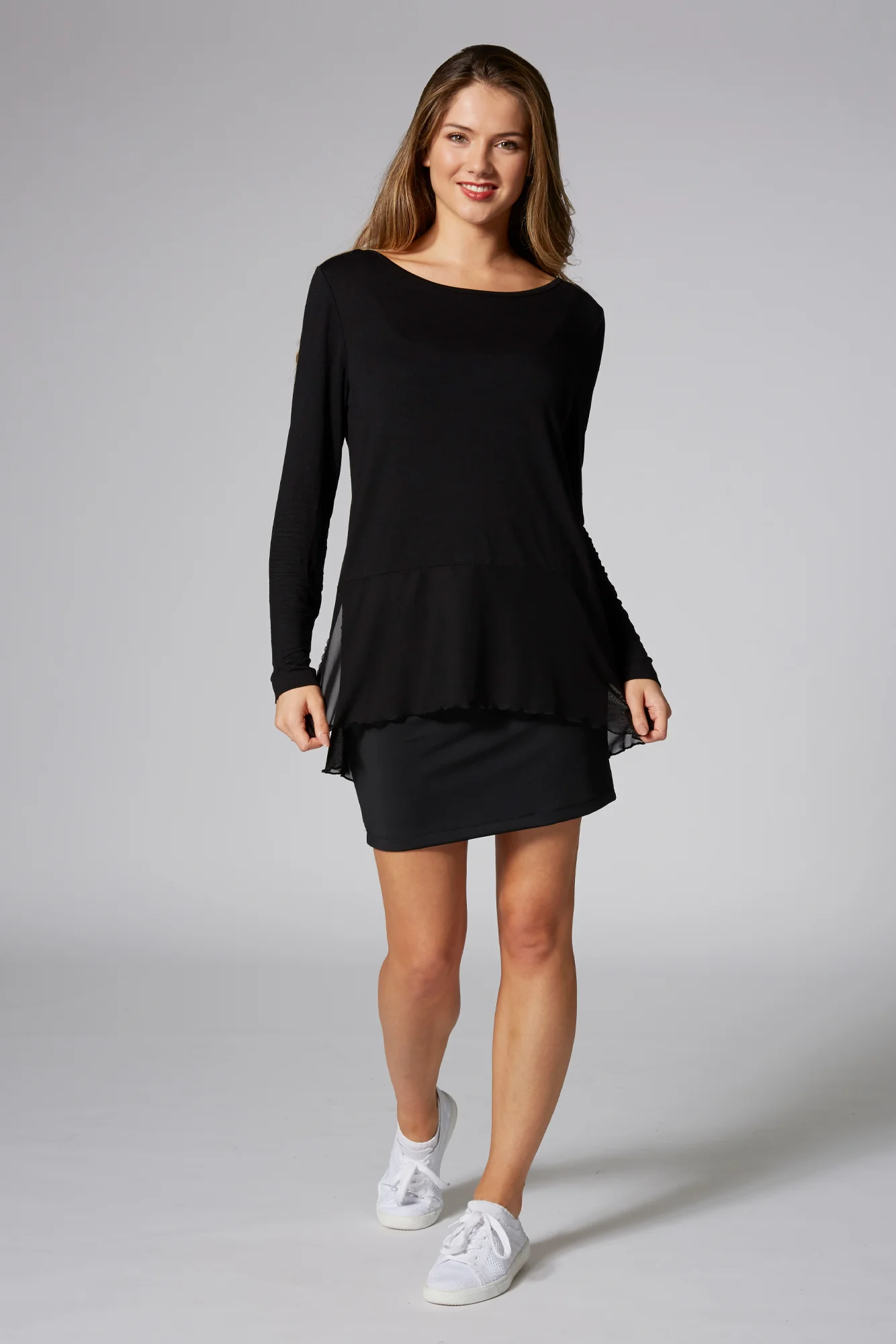Mesh Hem Long Sleeve Top - Image 3