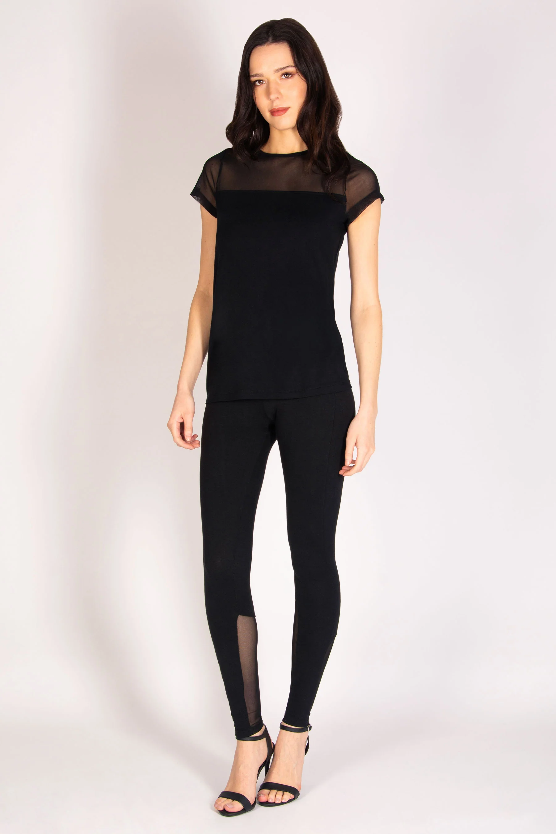 Mesh Panel Short Sleeve Top - Image 2