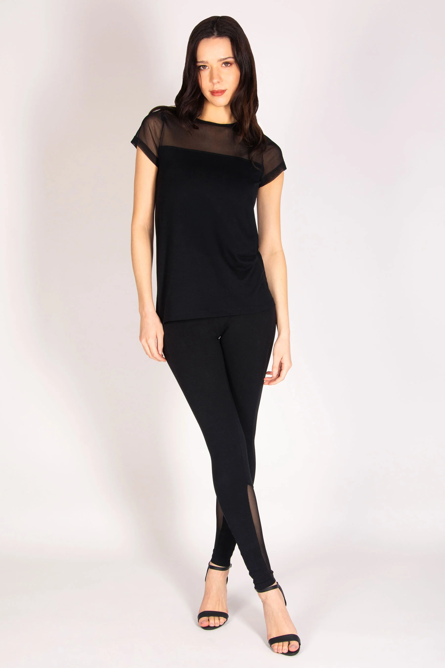 Mesh Panel Short Sleeve Top - Image 3