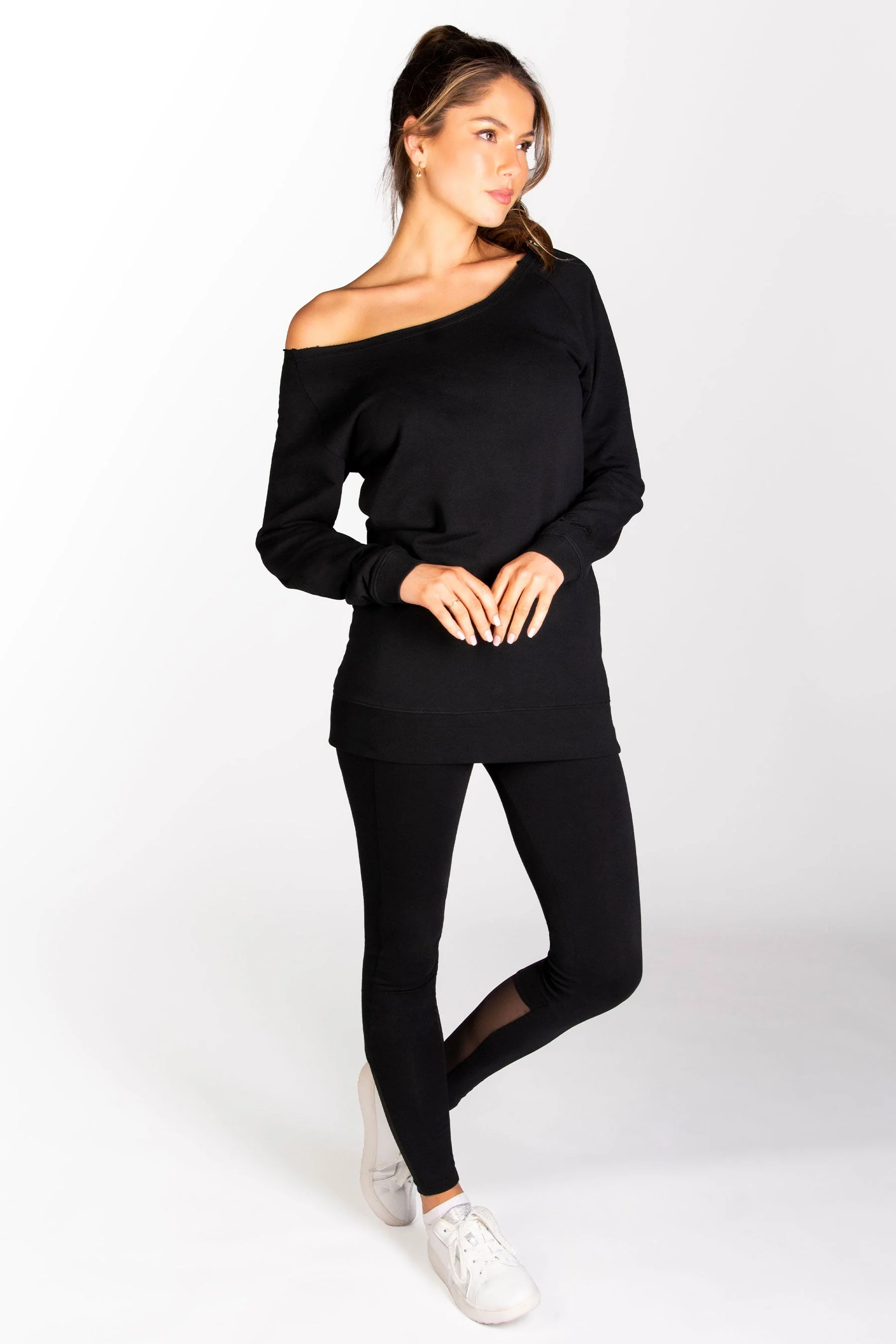 Off Shoulder Longline Sweat Top - Image 3