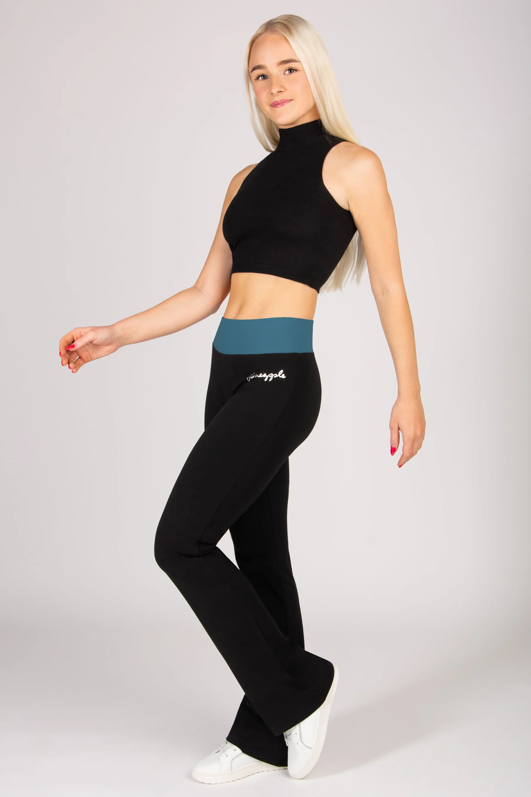Contrast Band Bootcut Jersey Trousers - Image 3