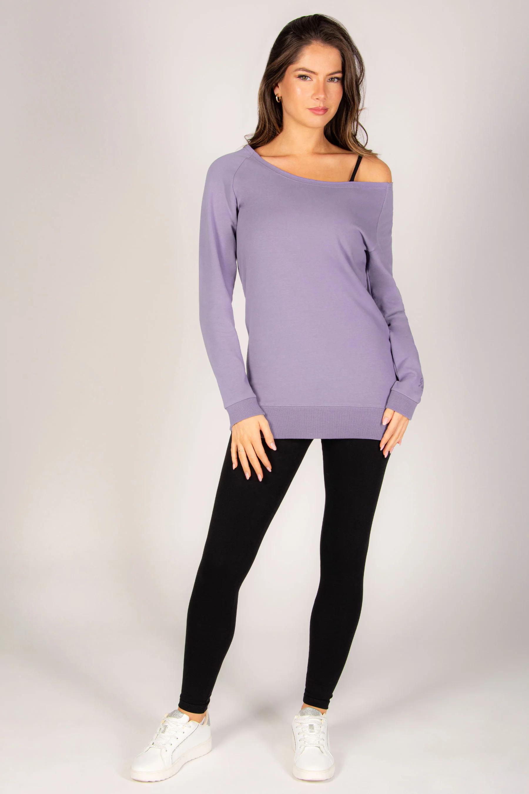 Off Shoulder Longline Sweat Top - Image 3