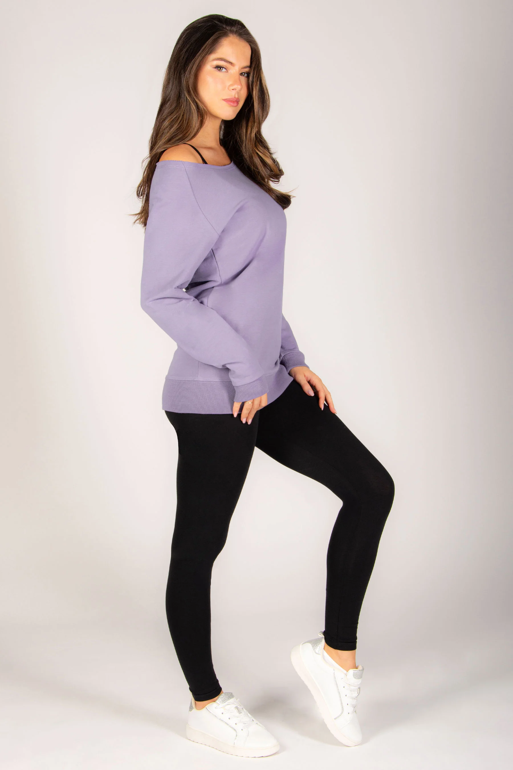 Off Shoulder Longline Sweat Top - Image 4